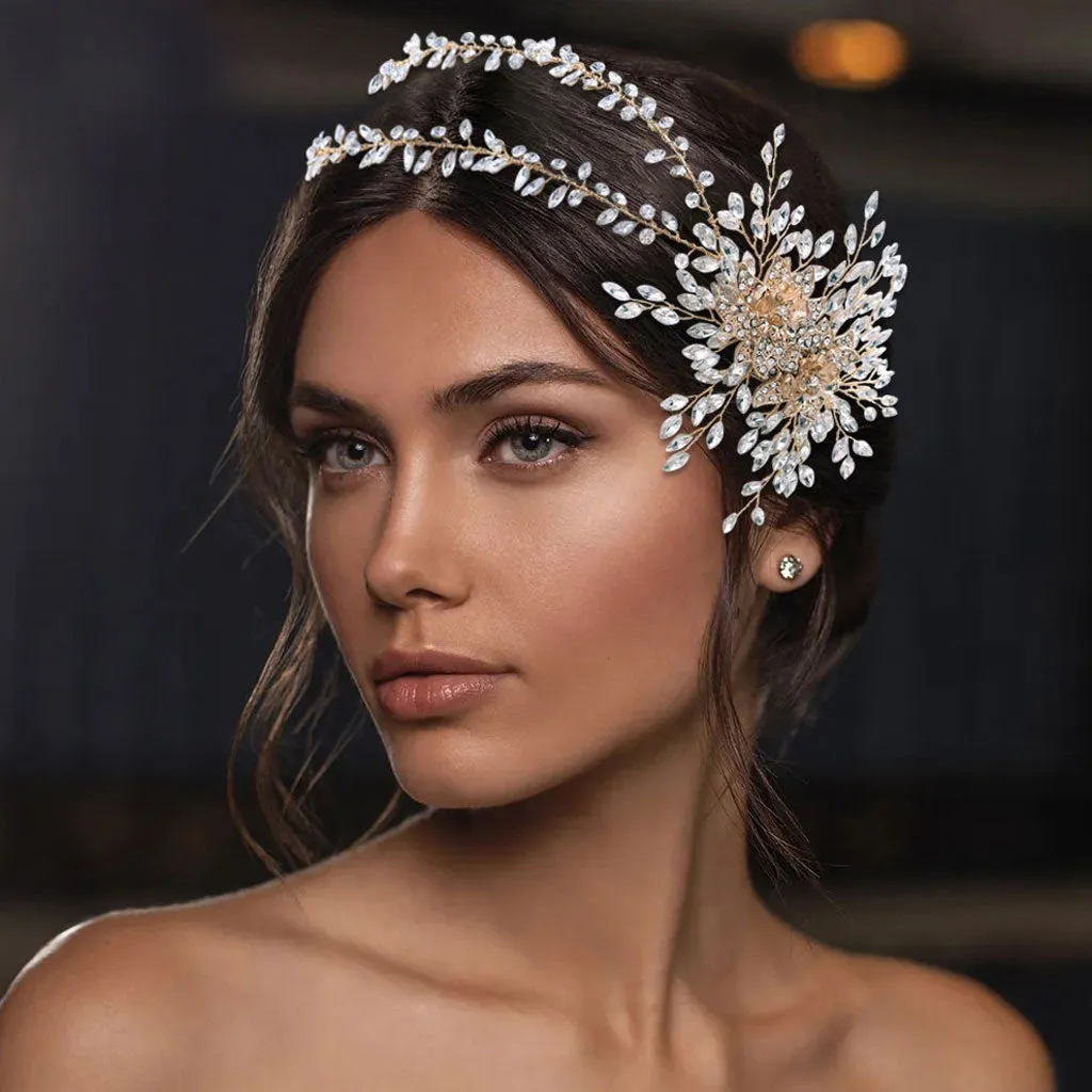 Sunburst Rhinestone Embellished Layered Headband - Gold