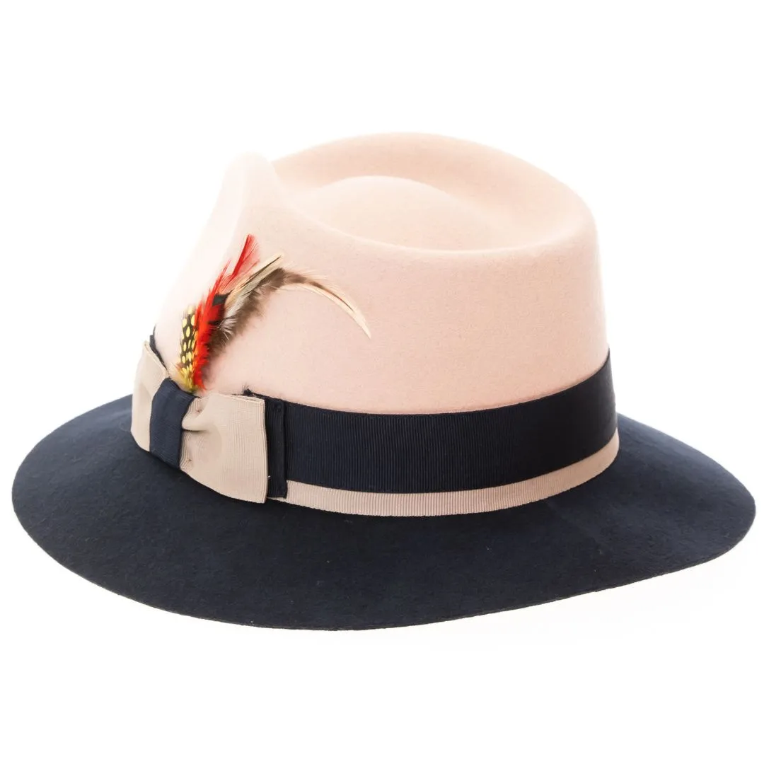 Tan & Navy Puck Trilby Crushable Hat