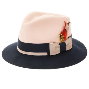 Tan & Navy Puck Trilby Crushable Hat