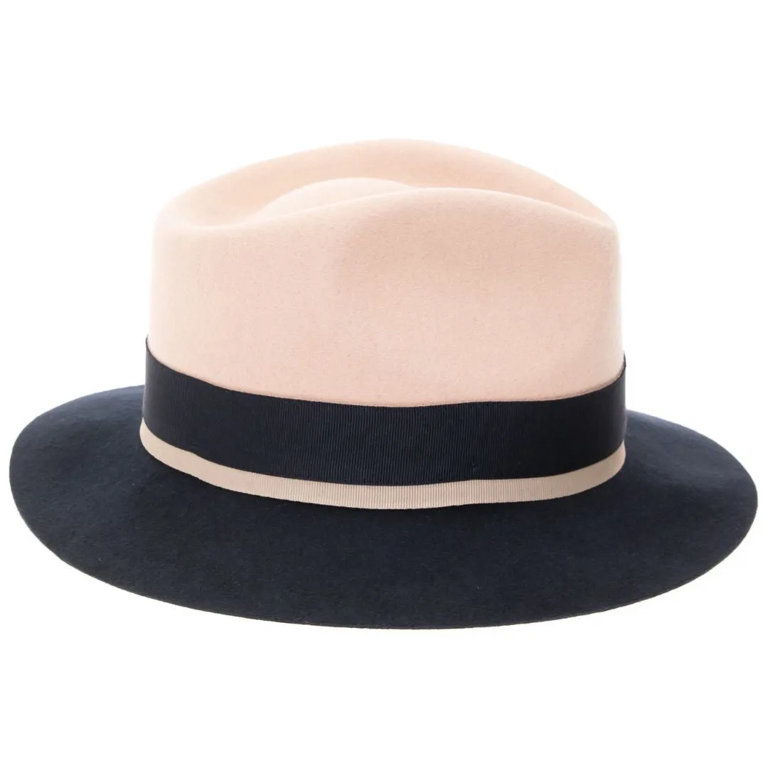 Tan & Navy Puck Trilby Crushable Hat