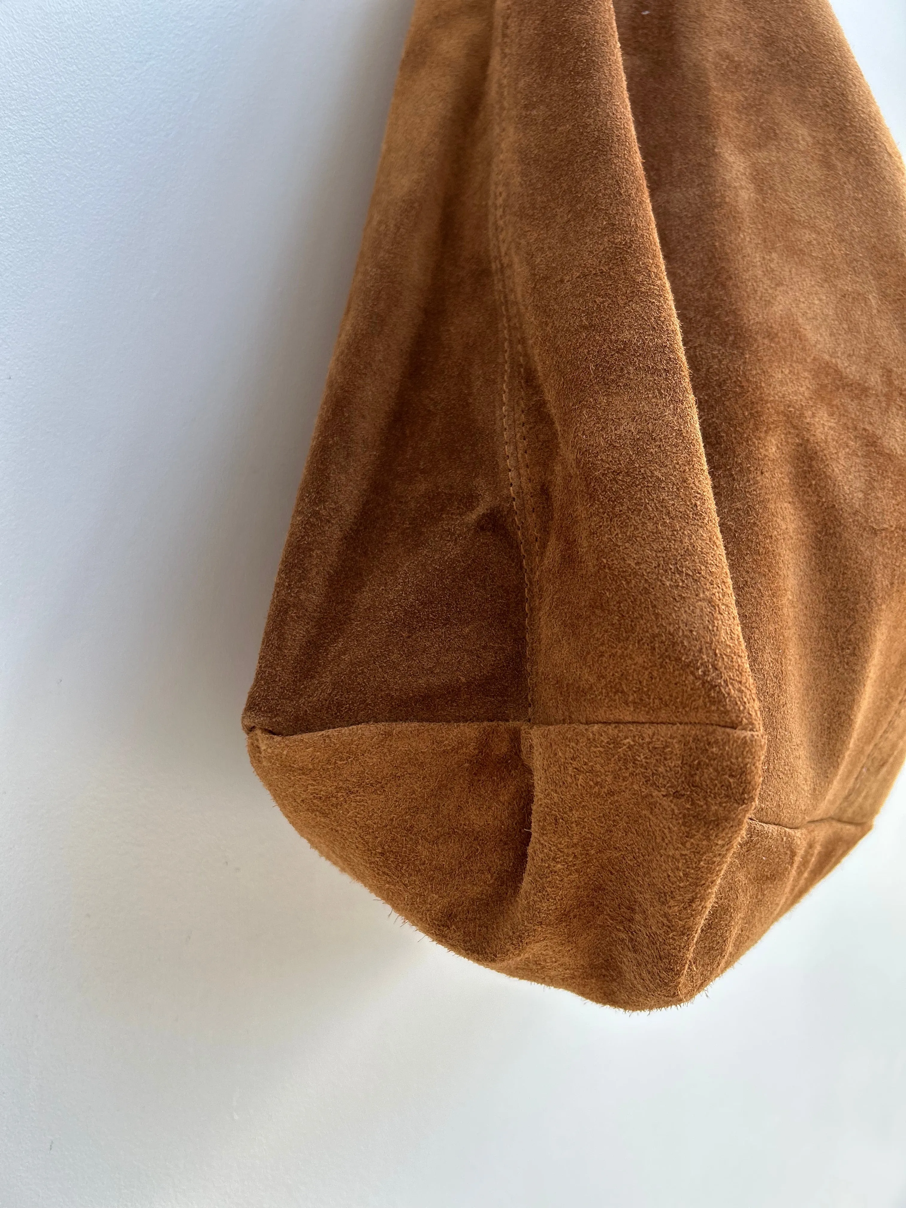 Tan Suede Slouchy Tote