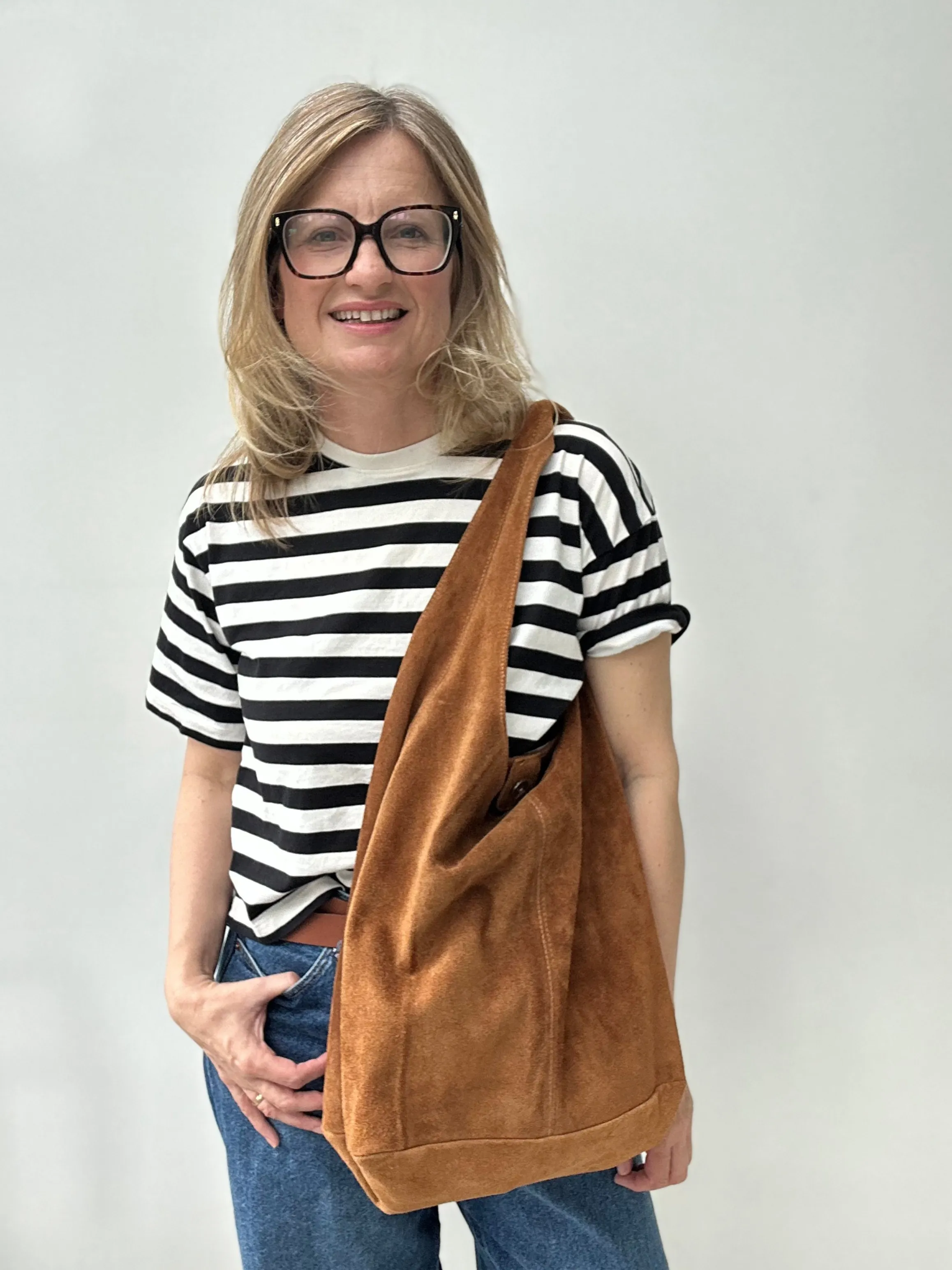 Tan Suede Slouchy Tote