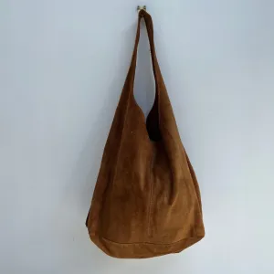 Tan Suede Slouchy Tote