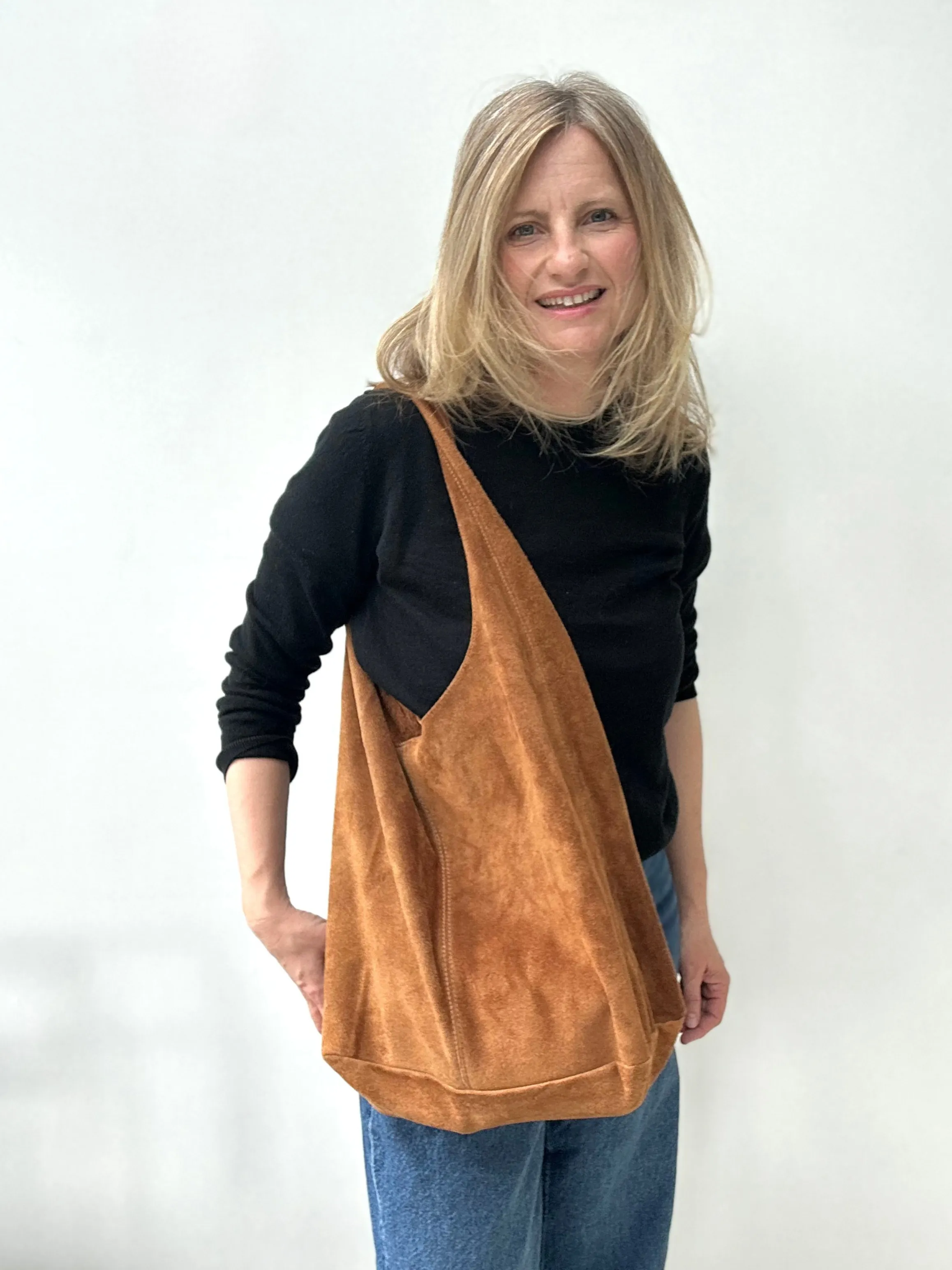 Tan Suede Slouchy Tote