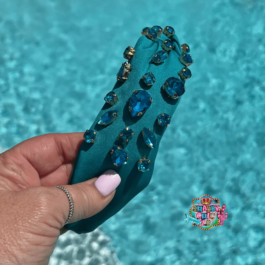 Teal Headband with Stones