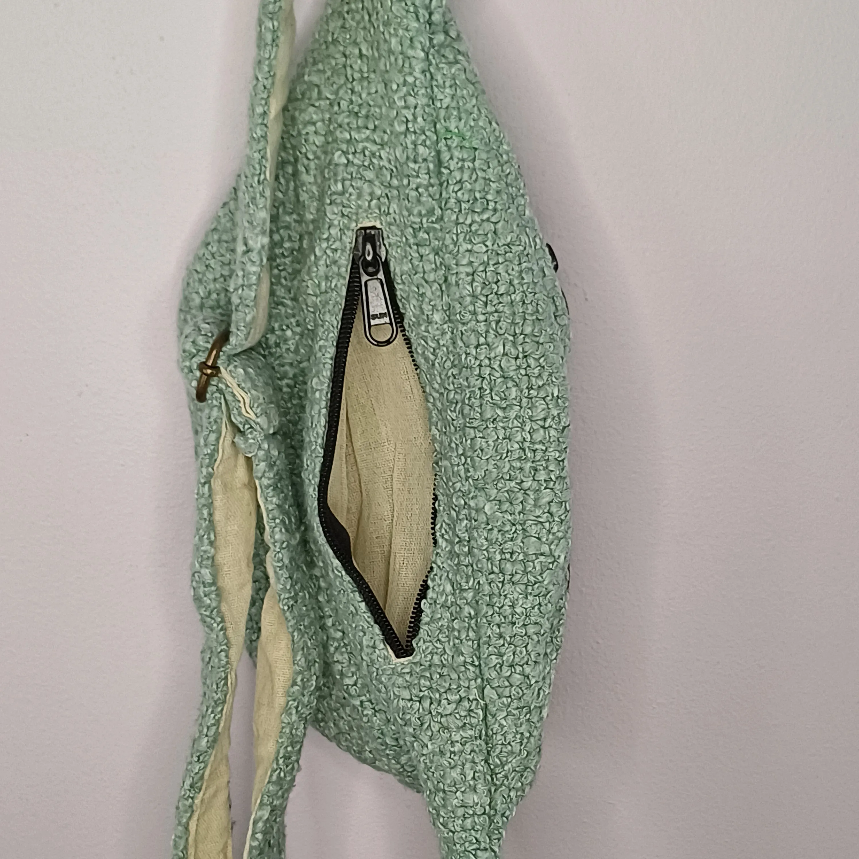 Teal Hemp/Jute Moon Bag