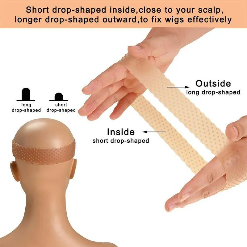 Transparent Silicone Headbands Non Slips Drop-shaped Elastic Wig Band Lace Wig Grip Hair Band For Wigs Sports Yoga