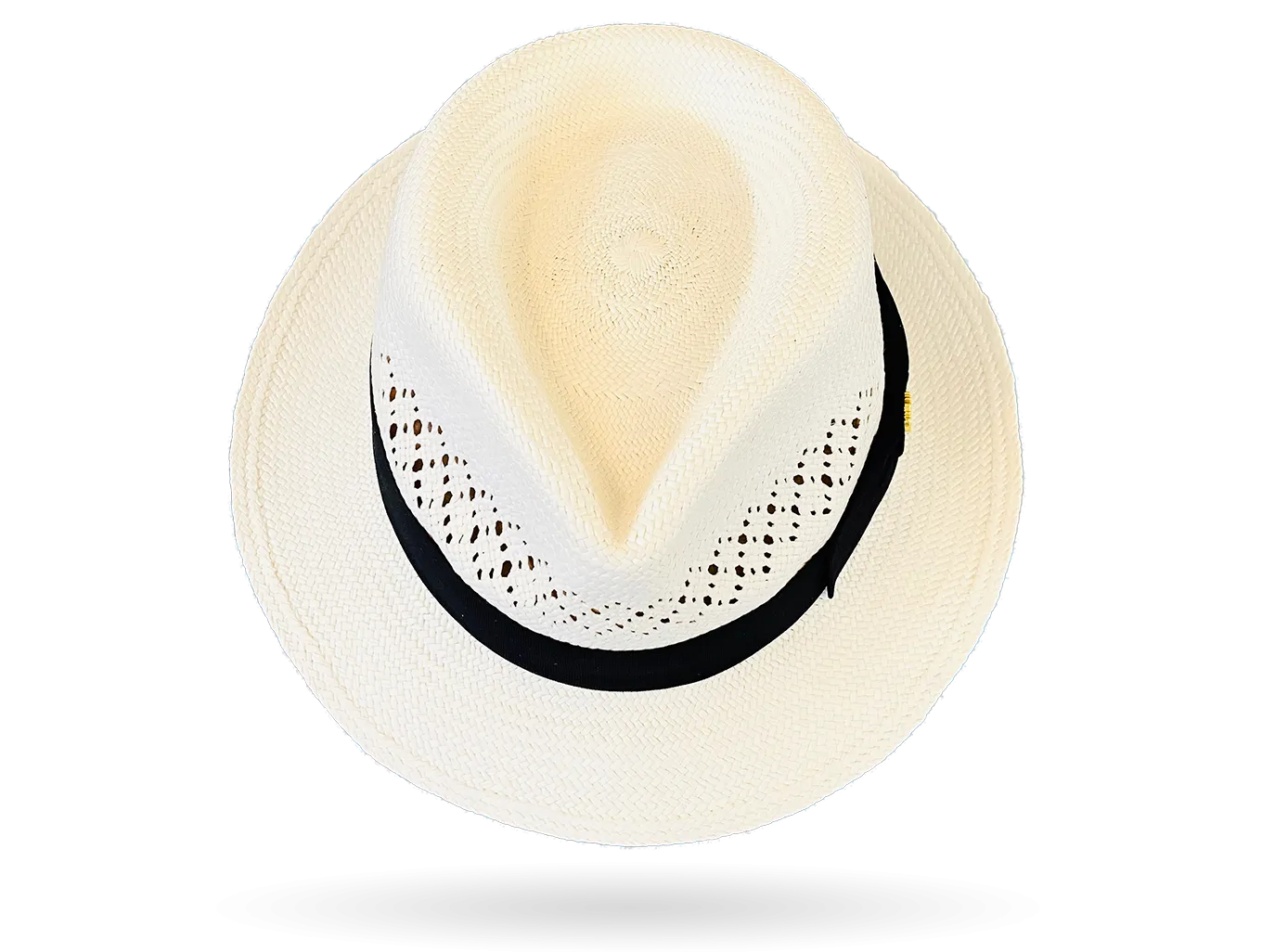 TRILBY OPEN CROWN WHITE VENTED PANAMA HAT 'JACK' SNAP BRIM ITALIAN BOW