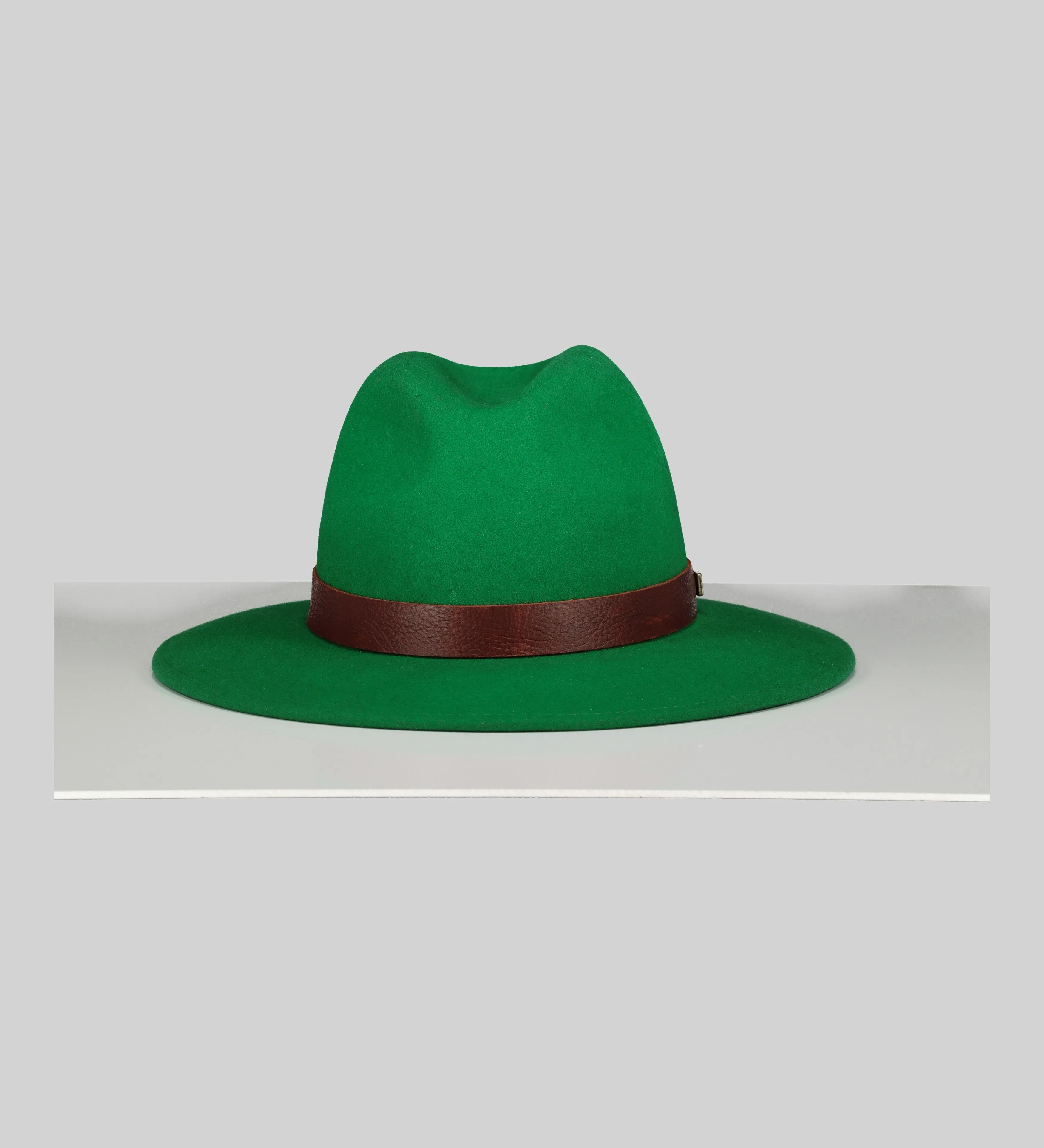 Two Tone Fedora Hat with Brown Trim