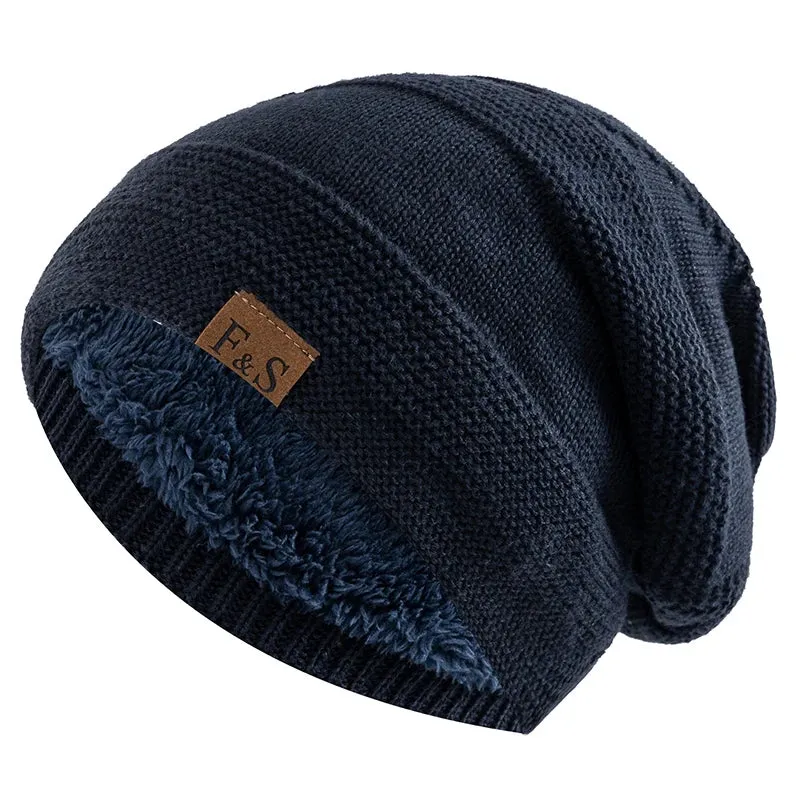 Unisex Slouchy Winter Hats with Fur Lining - Warm Beanie Cap