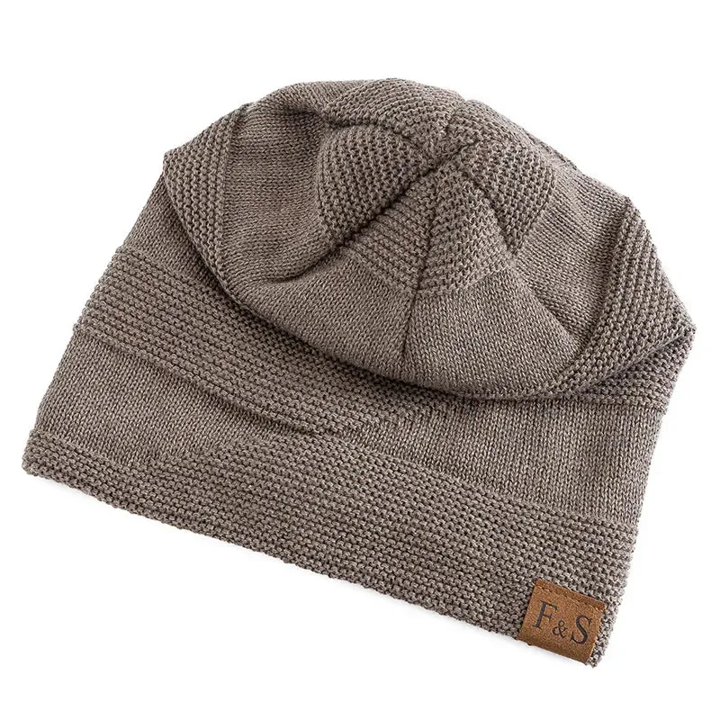 Unisex Slouchy Winter Hats with Fur Lining - Warm Beanie Cap