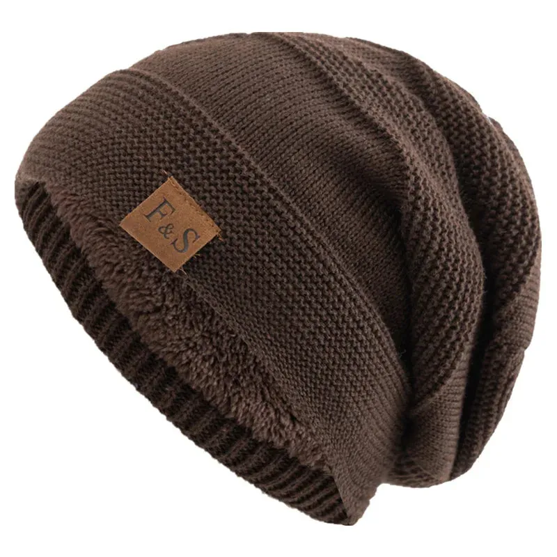 Unisex Slouchy Winter Hats with Fur Lining - Warm Beanie Cap