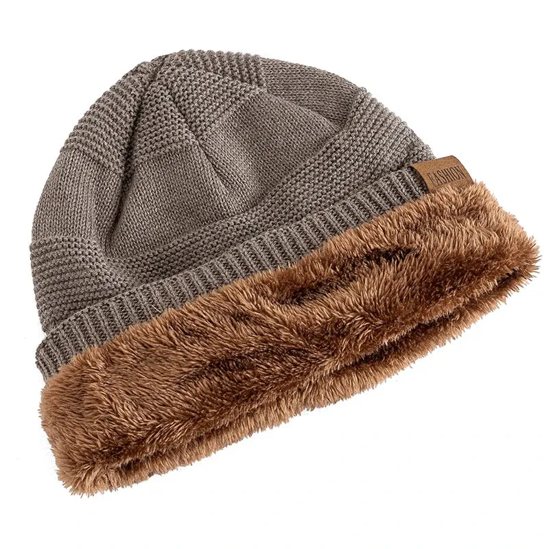 Unisex Slouchy Winter Hats with Fur Lining - Warm Beanie Cap