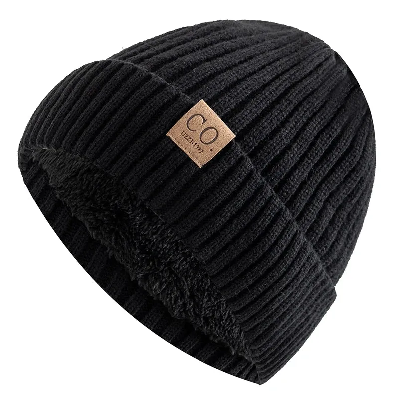 Unisex Two-Tone Winter Hats with Fur Lining - Fashionable Warm Beanie Cap