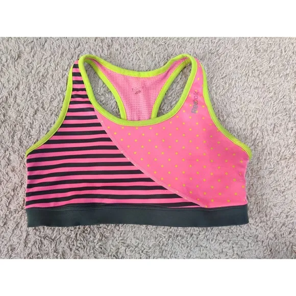 (V) Reebok PlayDry Women sport bra running gym hiking sz M