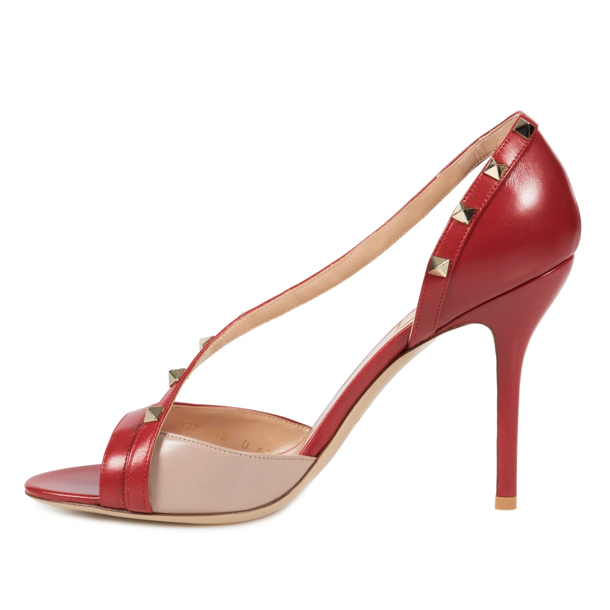 Valentino Rockstud Leather d'Orsay Peep Toe Pumps