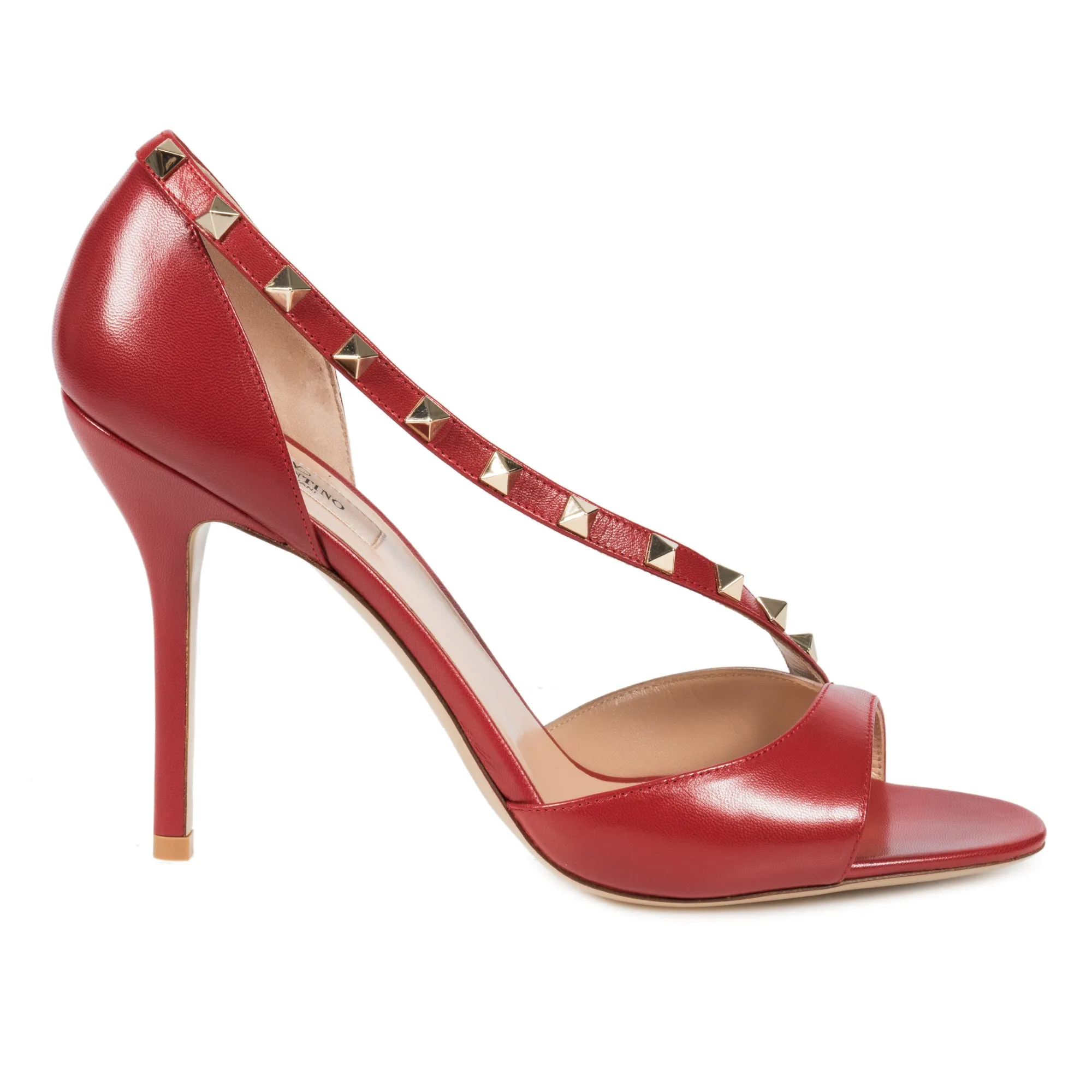 Valentino Rockstud Leather d'Orsay Peep Toe Pumps