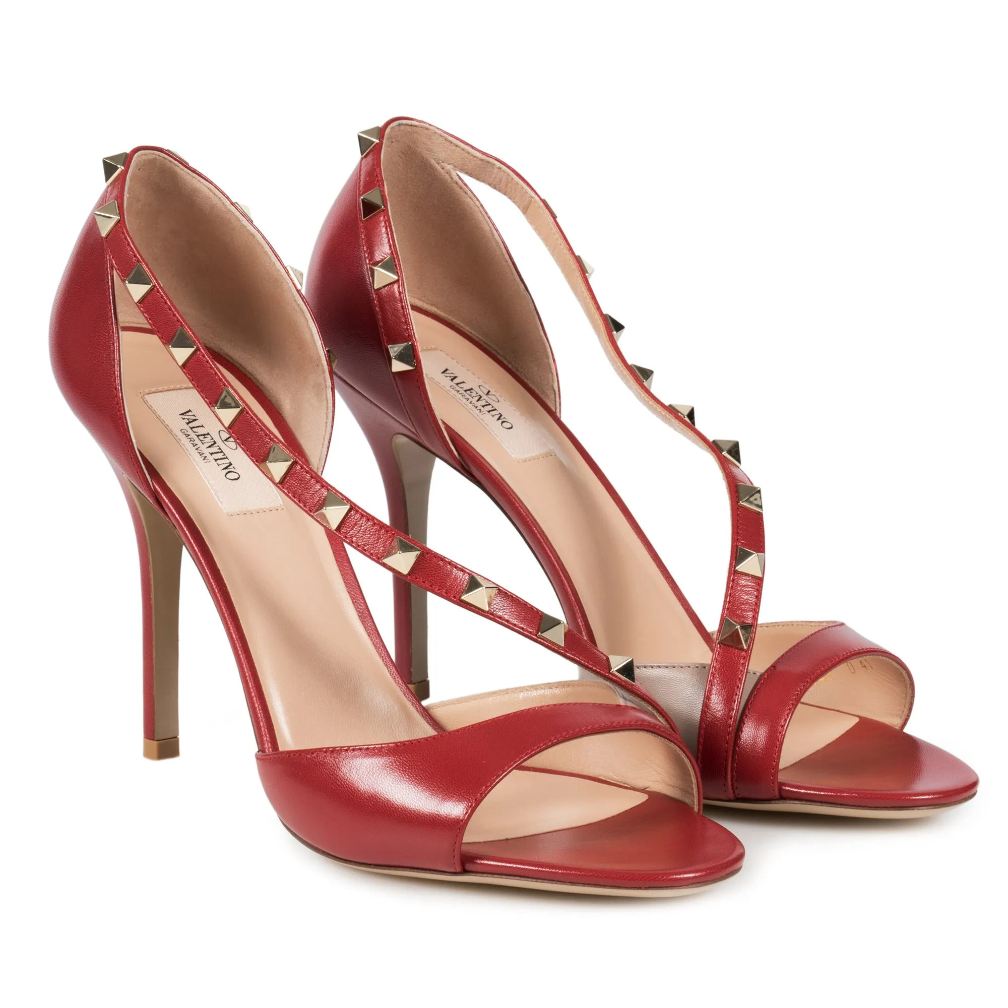 Valentino Rockstud Leather d'Orsay Peep Toe Pumps