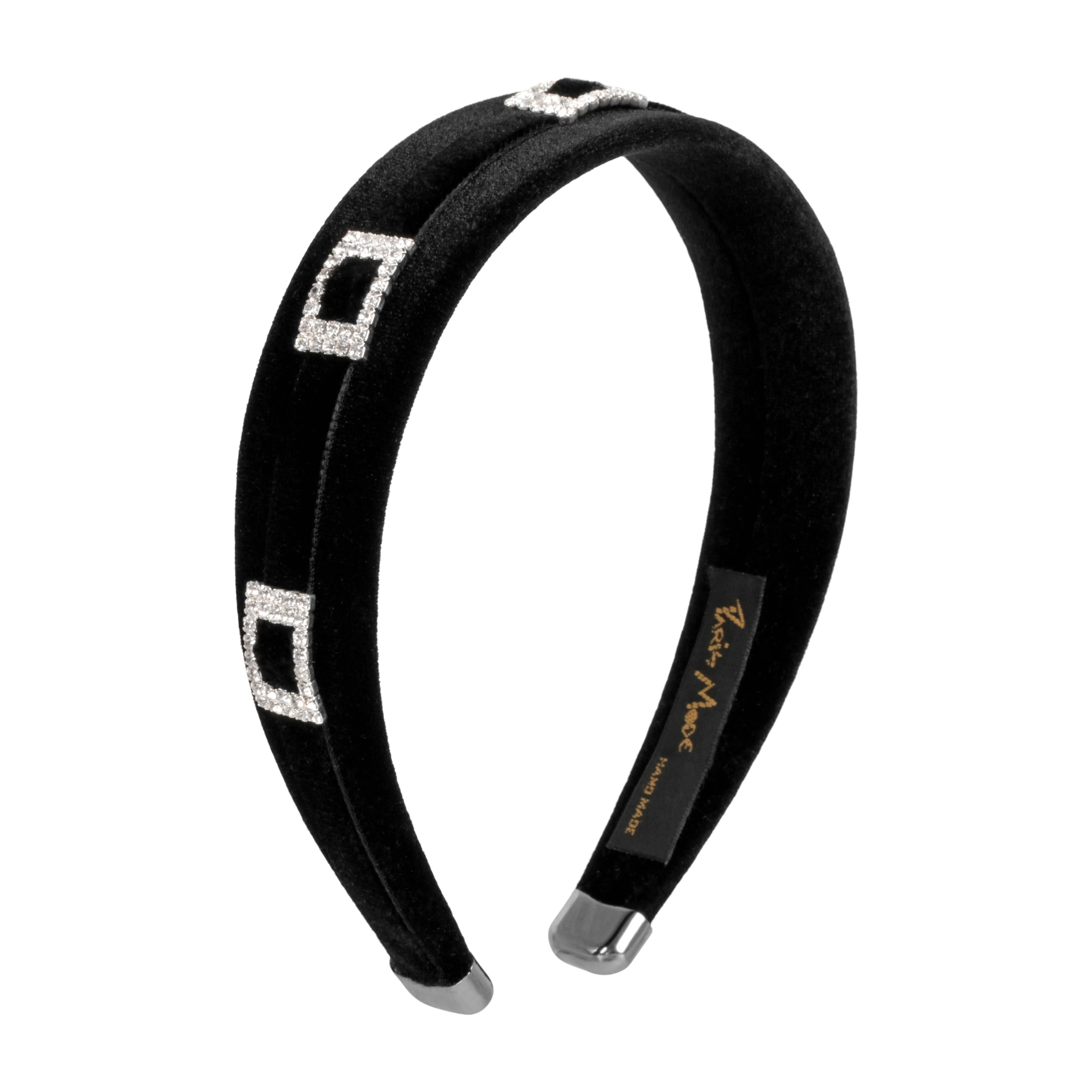 Velvet Crystal Buckle Rectangle 3 cm Flat Headband