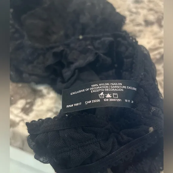 Victoria’s Secret Black Lace Rhinestones Bows Strapy Sexy Little Things Teddy