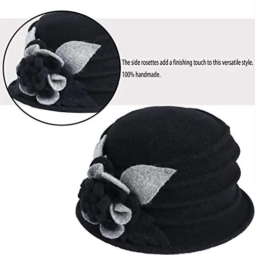 Vintage Floral Wool Cloche Hat