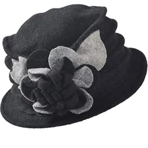 Vintage Floral Wool Cloche Hat