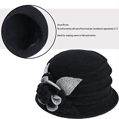 Vintage Floral Wool Cloche Hat
