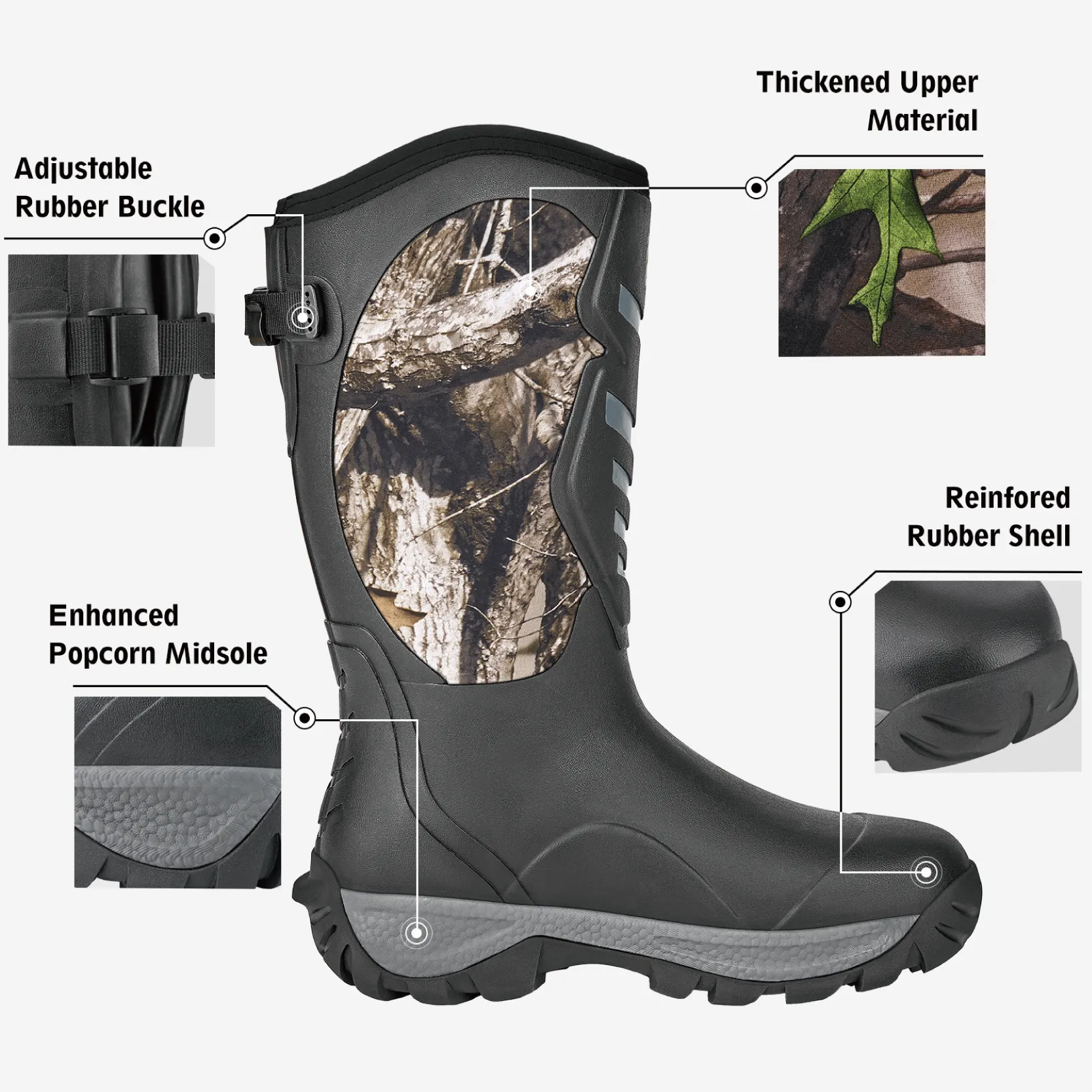 Waterproof Hiking Boots for Men - WOVENPAK Rubber Hunting Boots