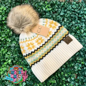 White Aztec Beanie