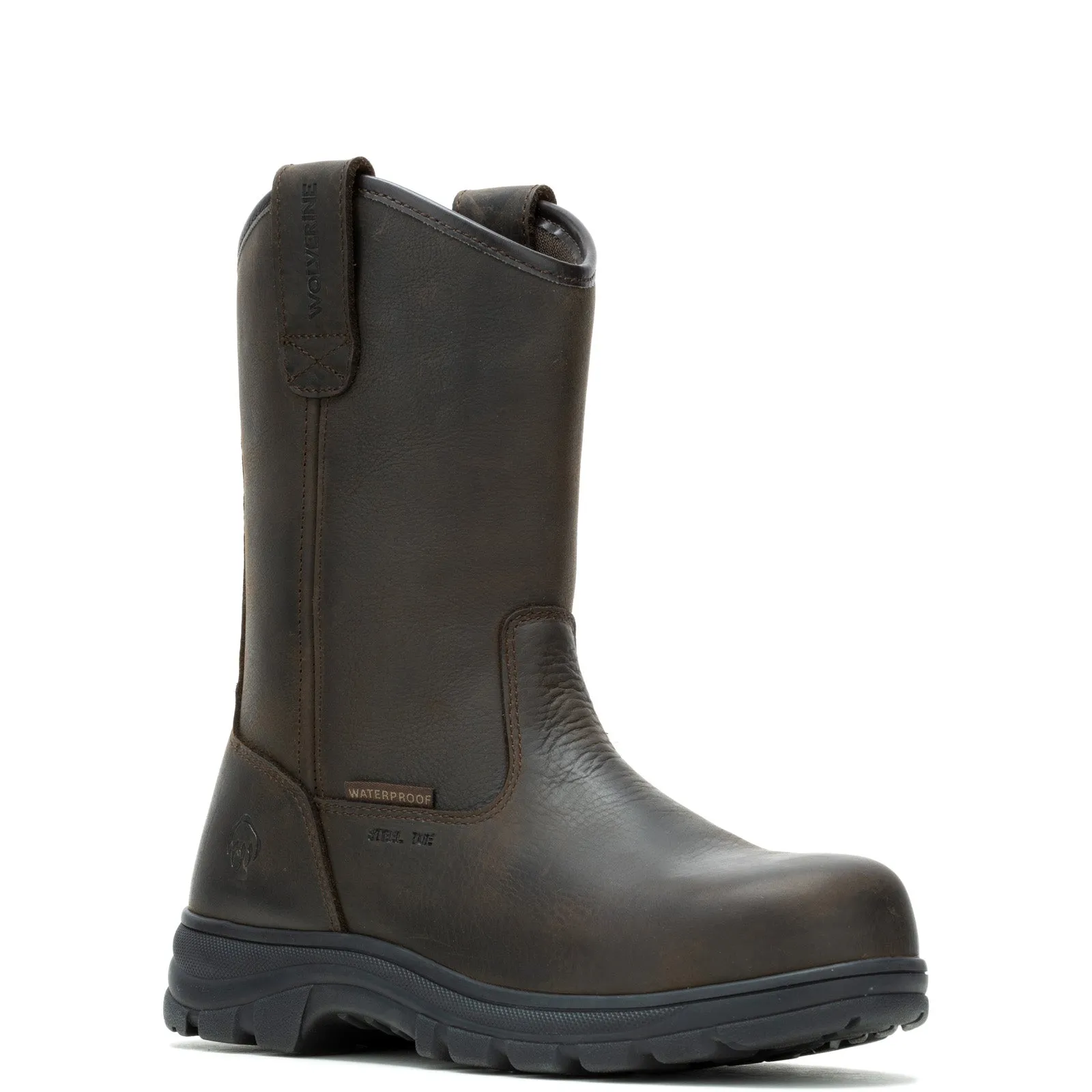 Wolverine Carlsbad Waterproof Steel Toe Wellington Mens Brown Wide Work Boots