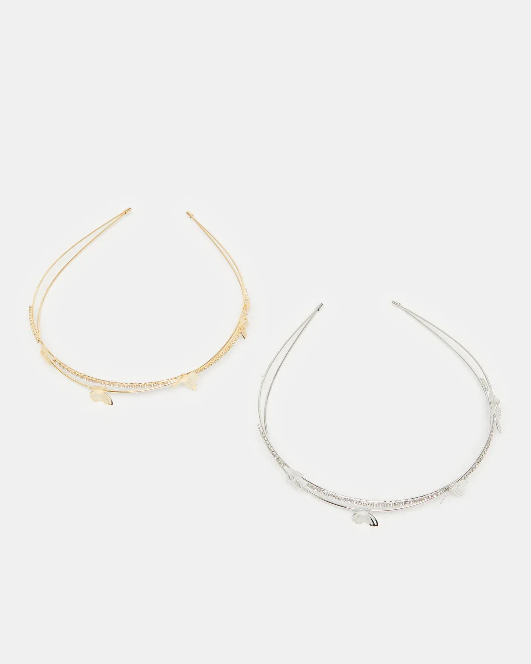 Women Gold And Silver Embellished Headband Set (2 Piece)
