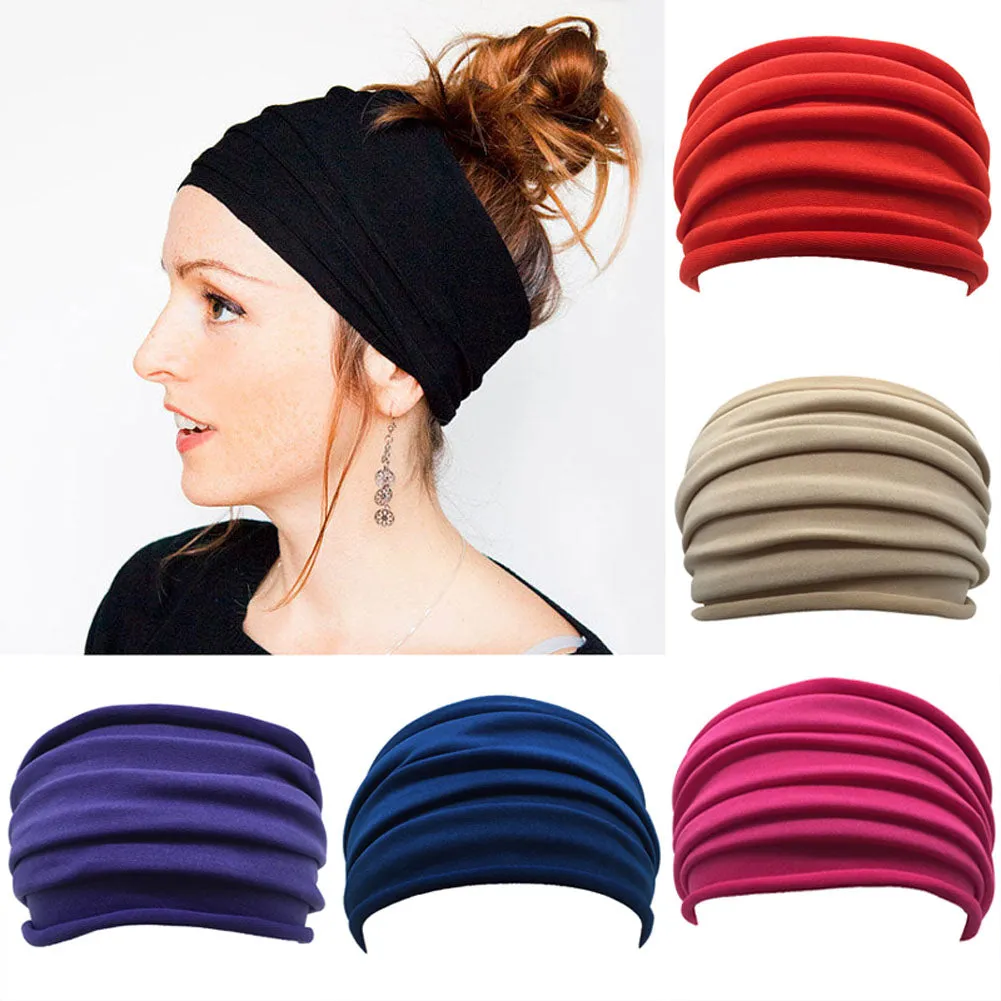 Women Wide Sports Yoga Nonslip Headband New Stretch Boho Hairband Elastic Turban Running Headwrap Hair Band Accessories