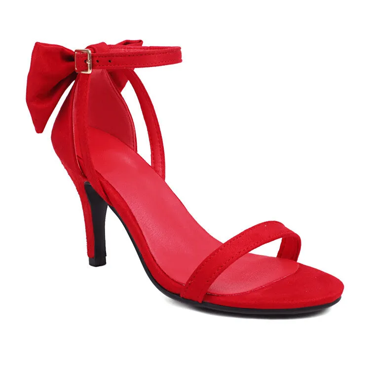 Women's Ankle Strap Bow Tie Stiletto Heel Sandals