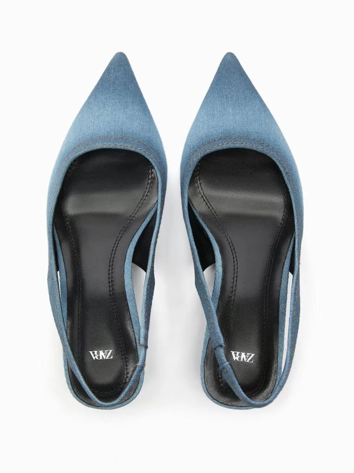 Women's Blue Denim Fabric High Heels