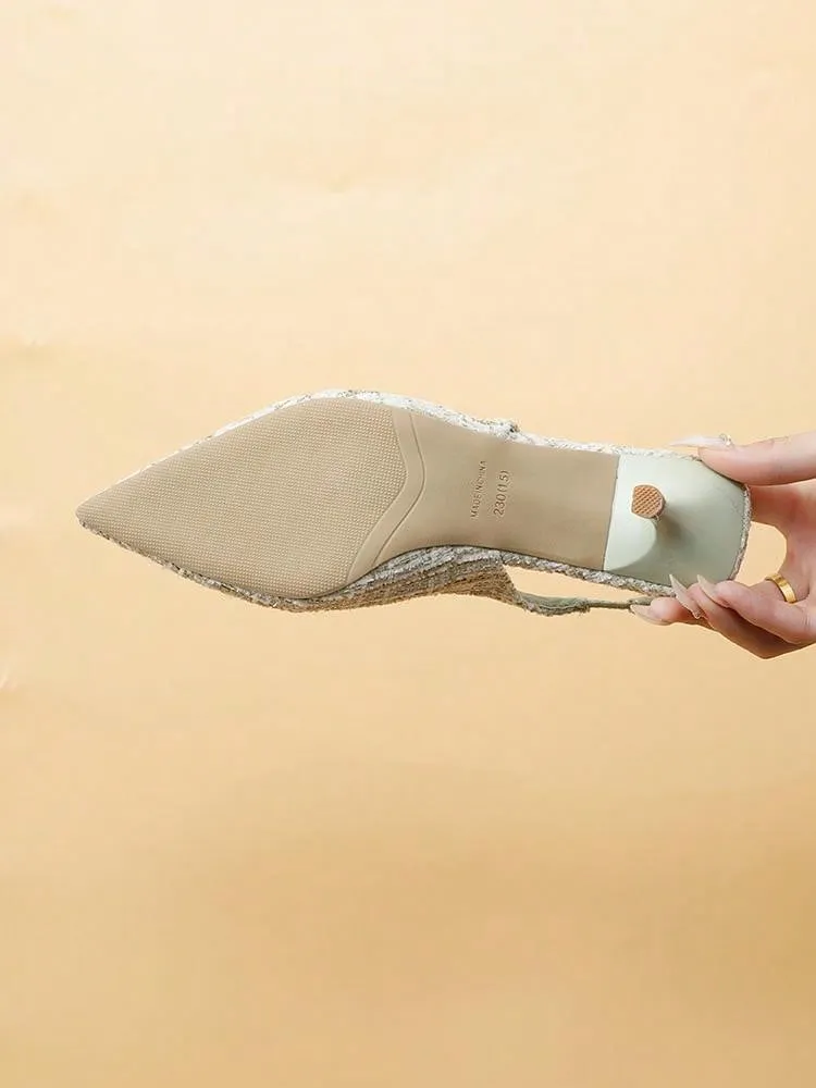 Women's High Heel Peep Toe Pumps With Thin Heels And French Pointed Toes For Spring/Summer
