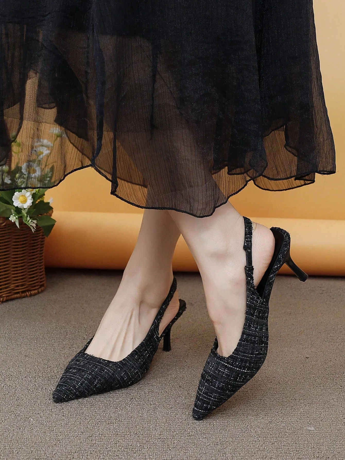 Women's High Heel Peep Toe Pumps With Thin Heels And French Pointed Toes For Spring/Summer