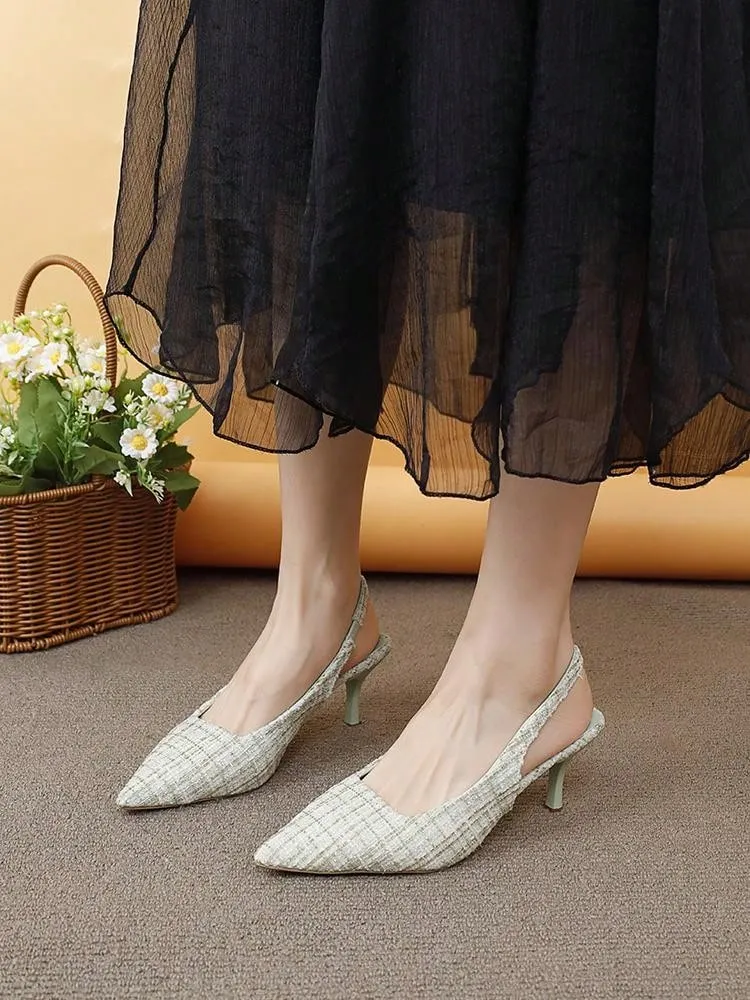 Women's High Heel Peep Toe Pumps With Thin Heels And French Pointed Toes For Spring/Summer