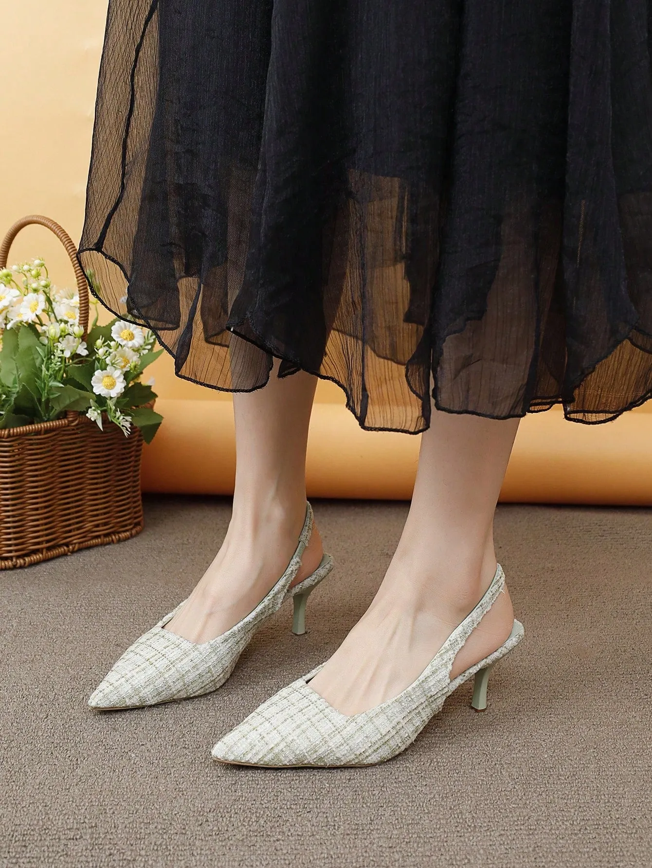 Women's High Heel Peep Toe Pumps With Thin Heels And French Pointed Toes For Spring/Summer