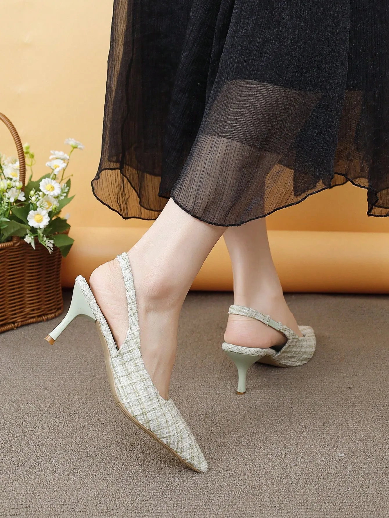 Women's High Heel Peep Toe Pumps With Thin Heels And French Pointed Toes For Spring/Summer