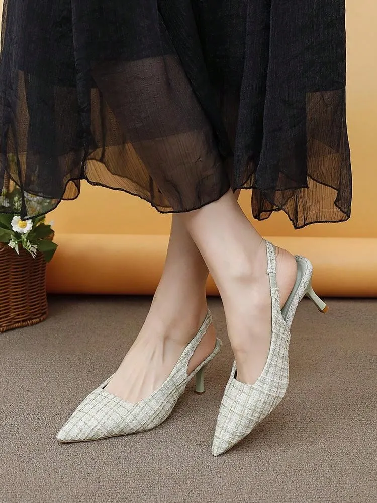 Women's High Heel Peep Toe Pumps With Thin Heels And French Pointed Toes For Spring/Summer
