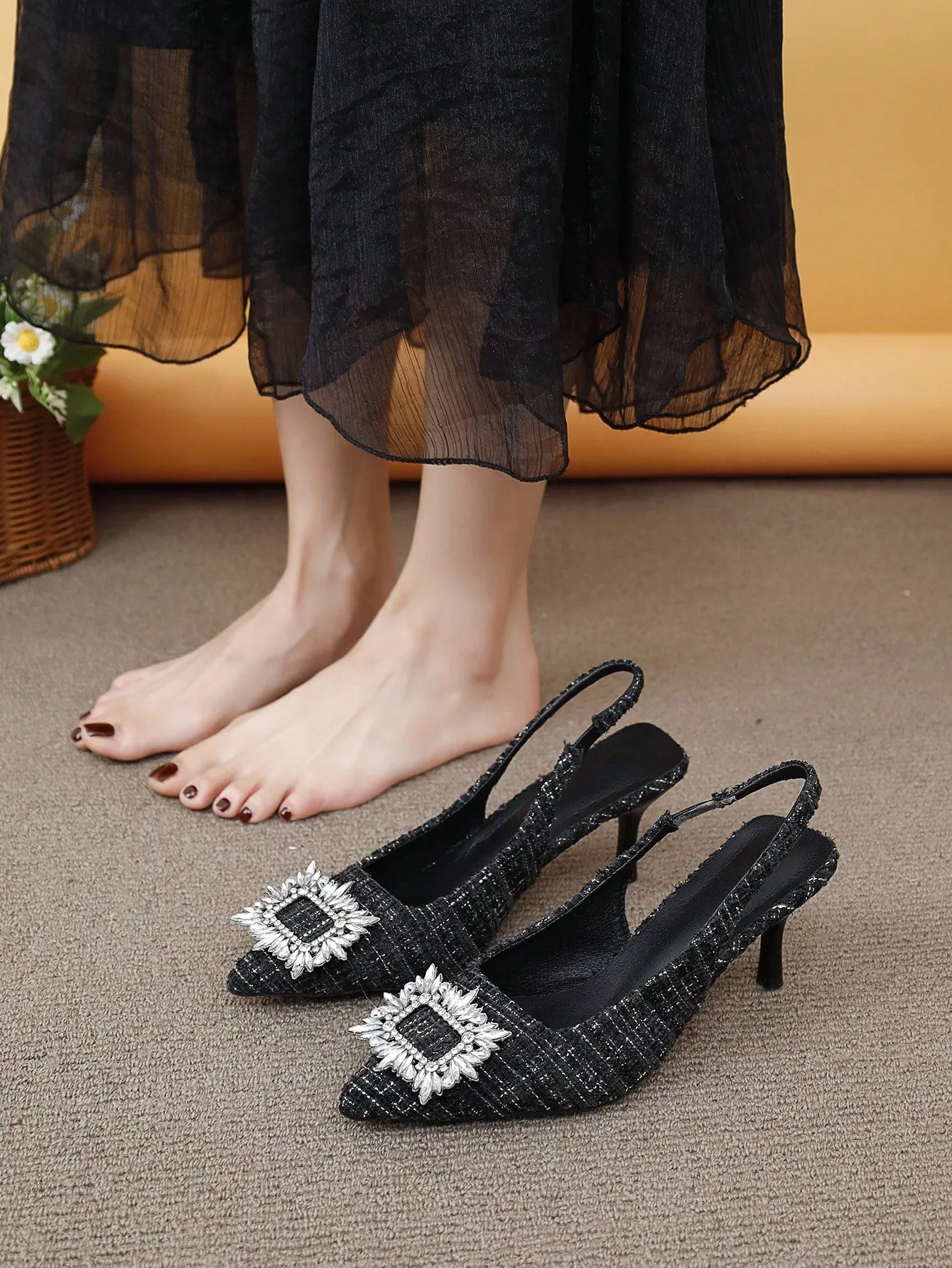 Women's High Heel Peep Toe Pumps With Thin Heels And French Pointed Toes For Spring/Summer