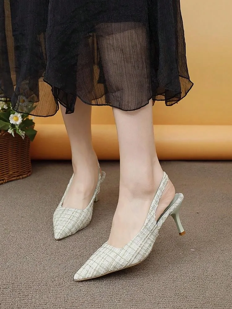 Women's High Heel Peep Toe Pumps With Thin Heels And French Pointed Toes For Spring/Summer