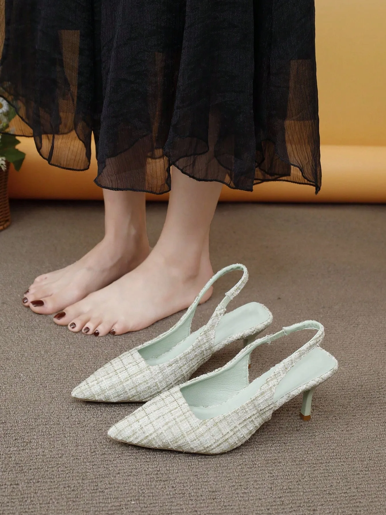 Women's High Heel Peep Toe Pumps With Thin Heels And French Pointed Toes For Spring/Summer