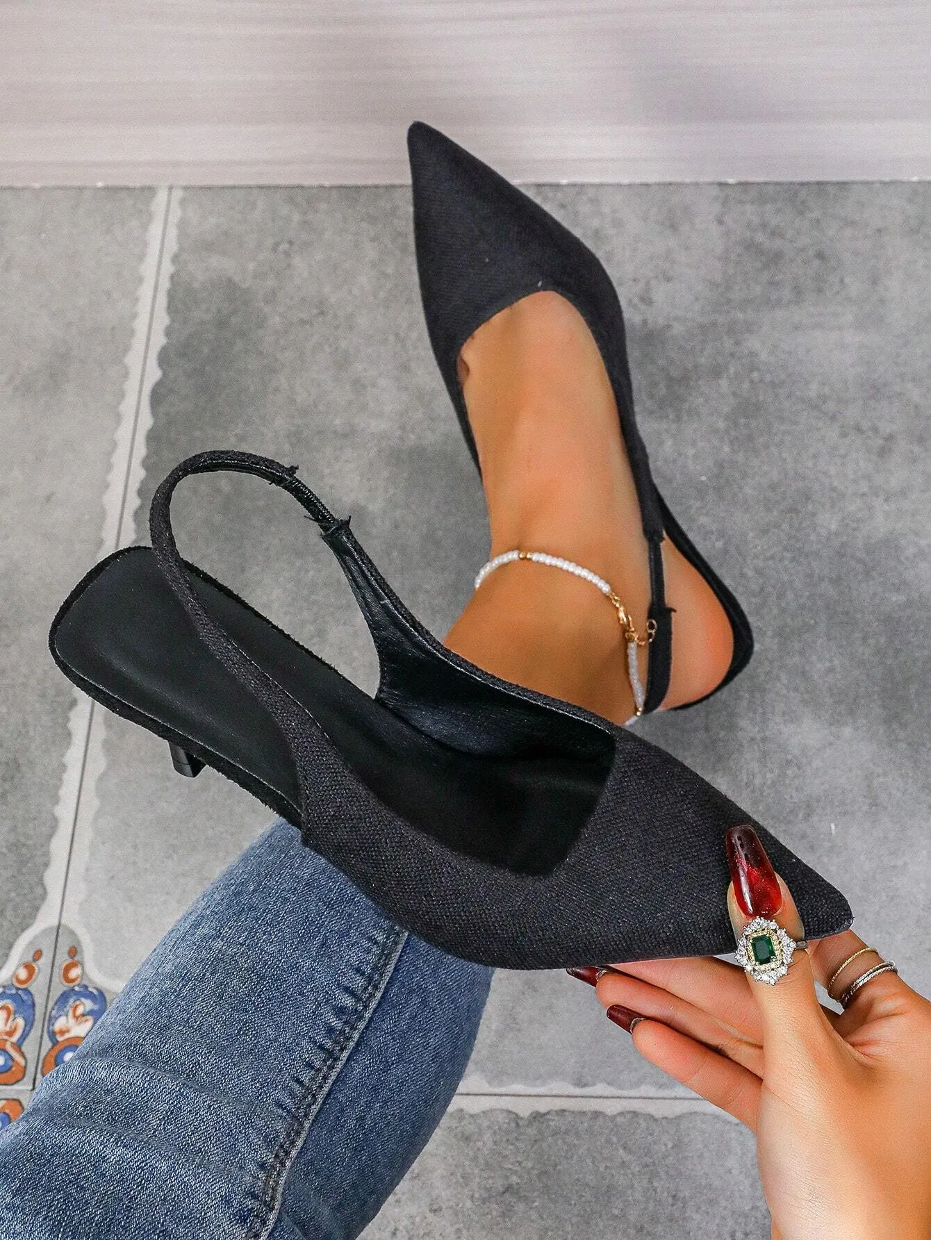Women's High Heel Peep Toe Pumps With Thin Heels And French Pointed Toes For Spring/Summer