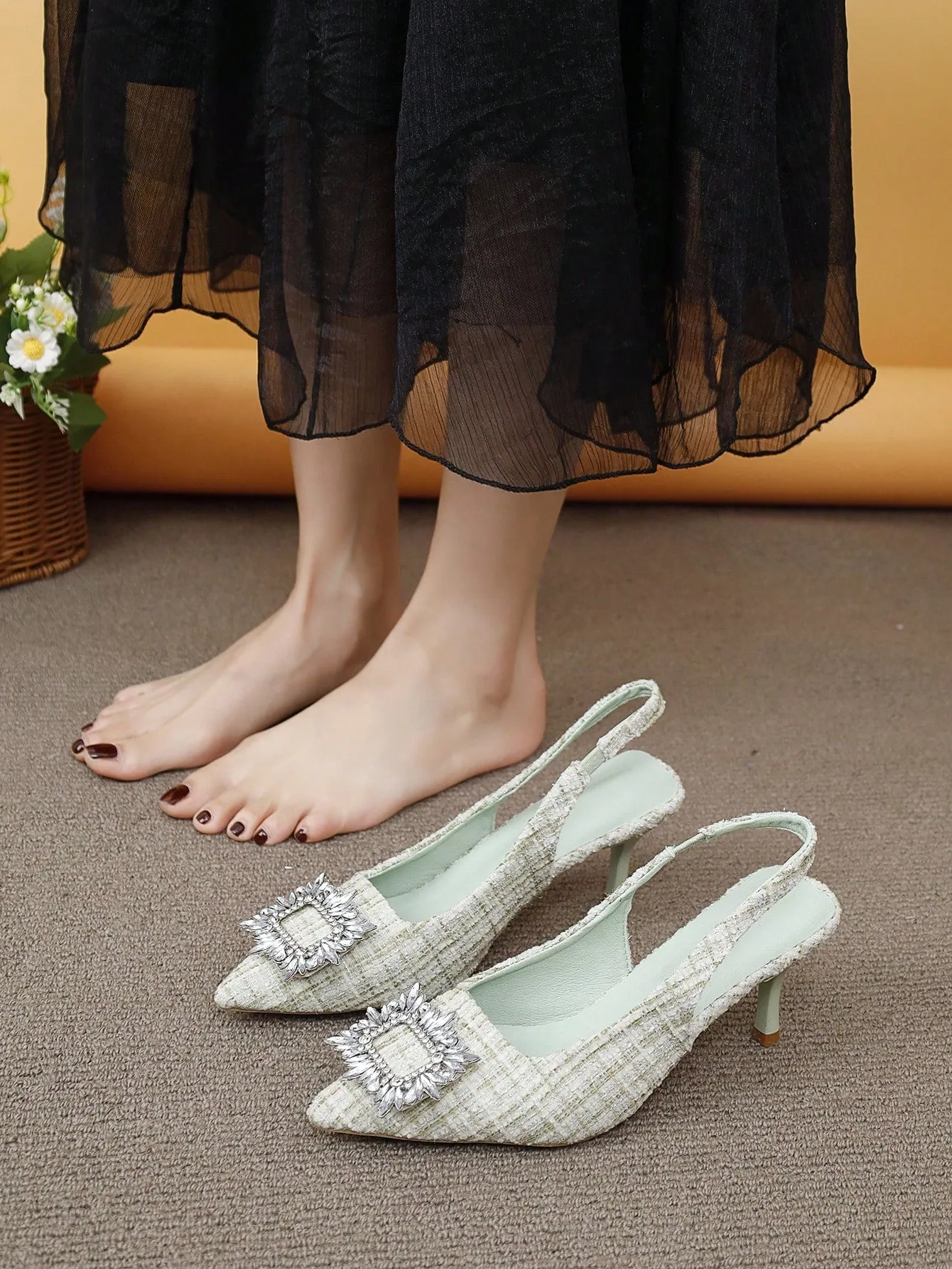 Women's High Heel Peep Toe Pumps With Thin Heels And French Pointed Toes For Spring/Summer