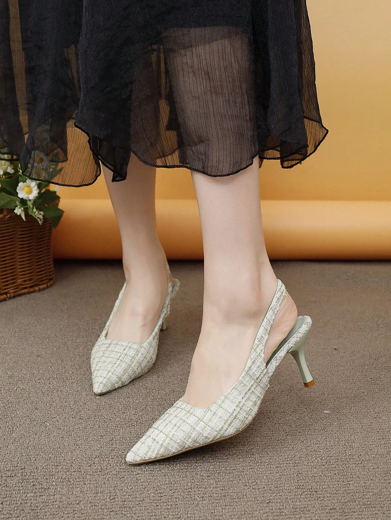 Women's High Heel Peep Toe Pumps With Thin Heels And French Pointed Toes For Spring/Summer