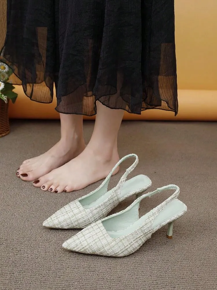 Women's High Heel Peep Toe Pumps With Thin Heels And French Pointed Toes For Spring/Summer