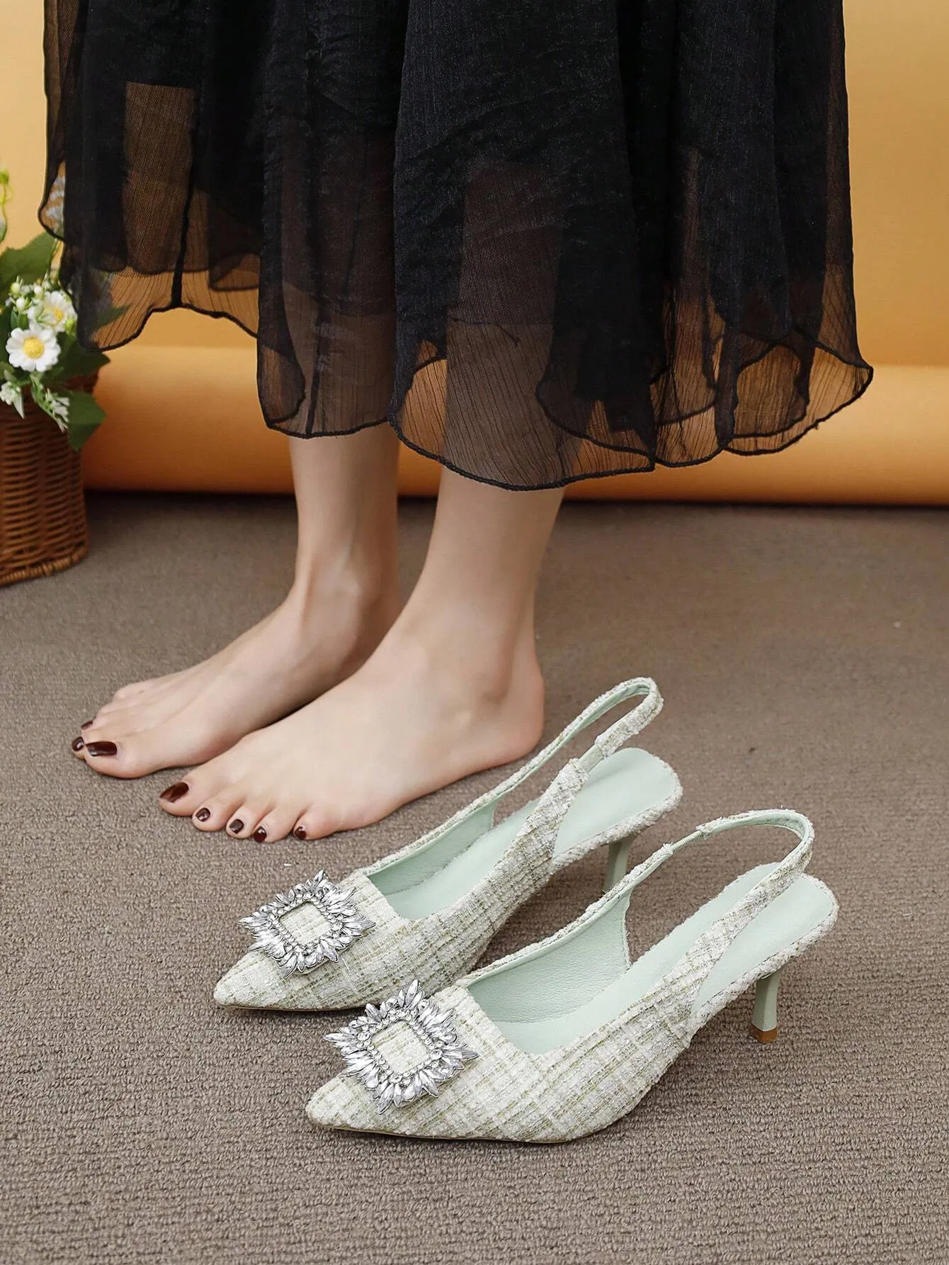 Women's High Heel Peep Toe Pumps With Thin Heels And French Pointed Toes For Spring/Summer