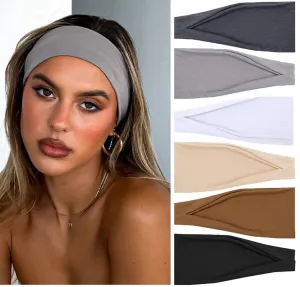 Women's Non-Slip Thick Headbands - Stretchy Sweatbands Hair Bands for Yoga, Workout, Fashion, and Everyday Wear