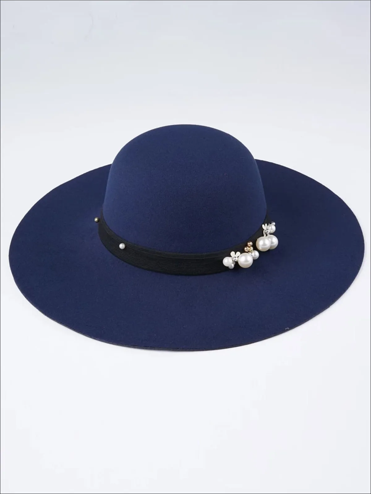 Women's Pearl Embellished Cashmere Fedora Hat (Multiple Color Options)